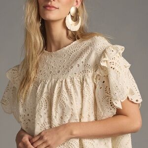 Farm Rio Elegant Cream Eyelet Lace Top - New and never worn!